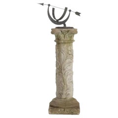 Used Garden Armillary Sundial on Cast Stone Pedestal