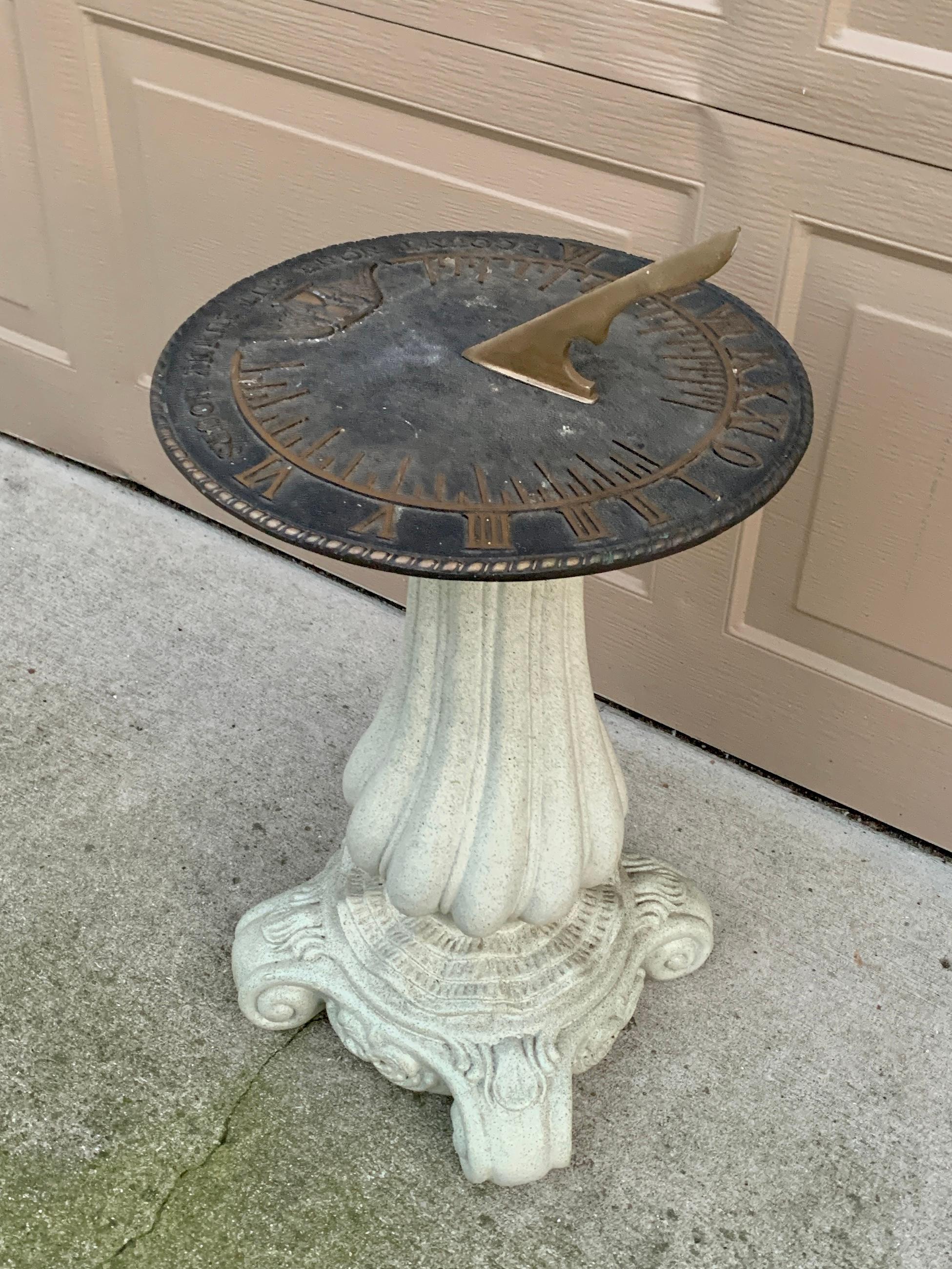 Neoclassical Vintage Garden Armillary Sundial on Column Pedestal