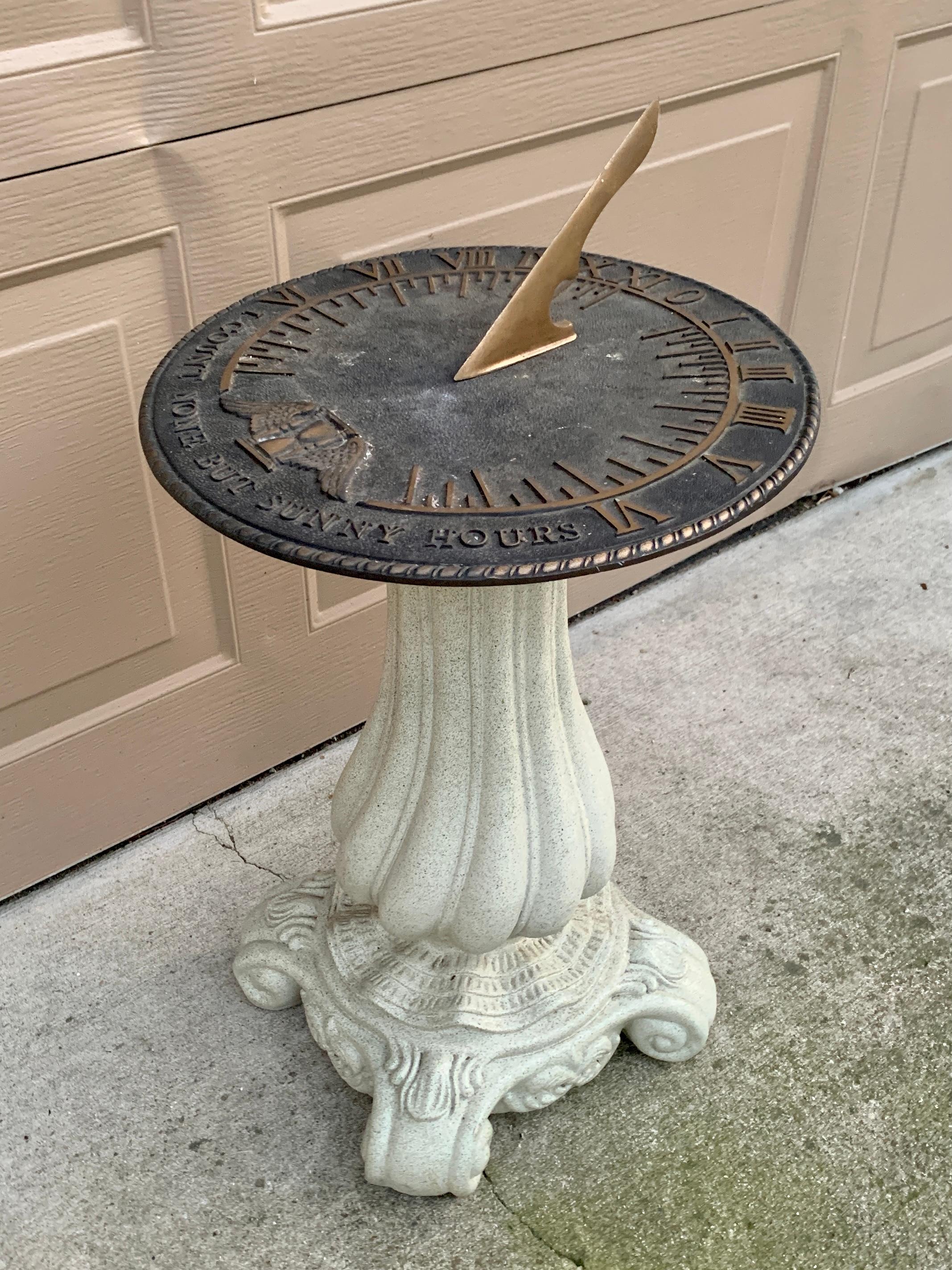 Vintage Garden Armillary Sundial on Column Pedestal In Good Condition In Elkhart, IN