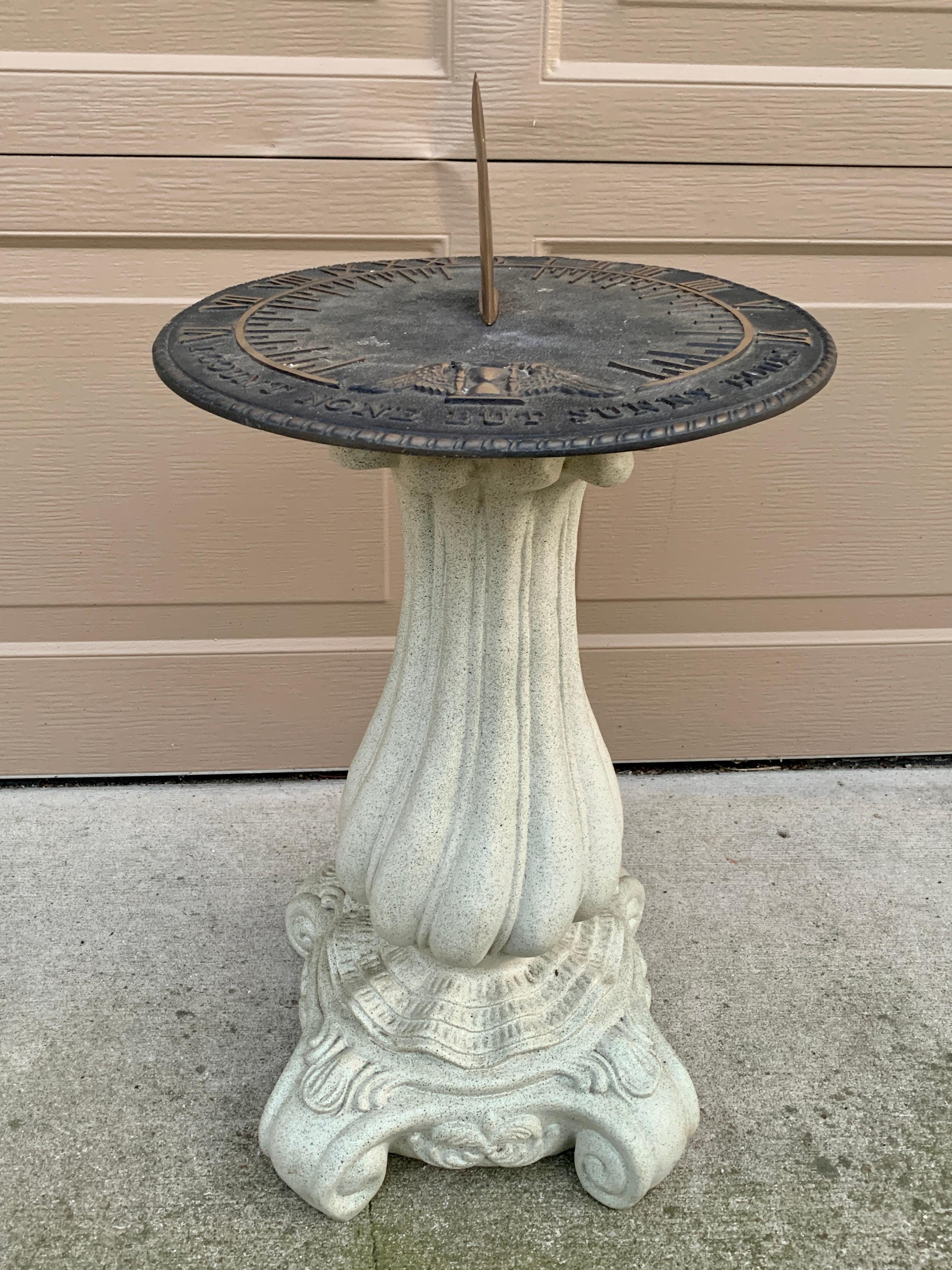Vintage Garden Armillary Sundial on Column Pedestal 2