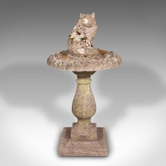 Vintage Garden Bird Bath, English, York Stone, Decorative Outdoor Ornament, 1950