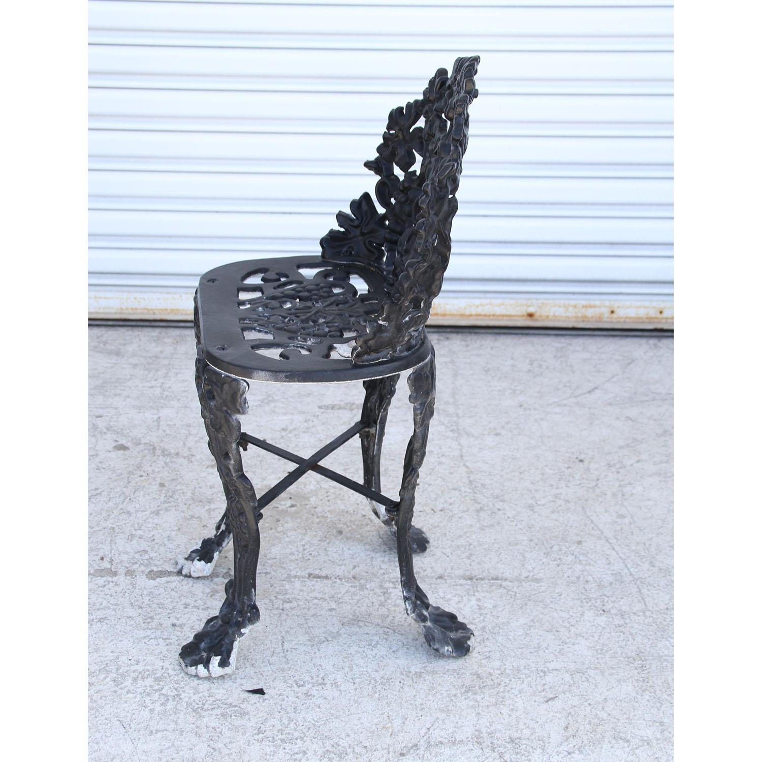 Vintage Garden Cast Iron Settee and Chair For Sale 8