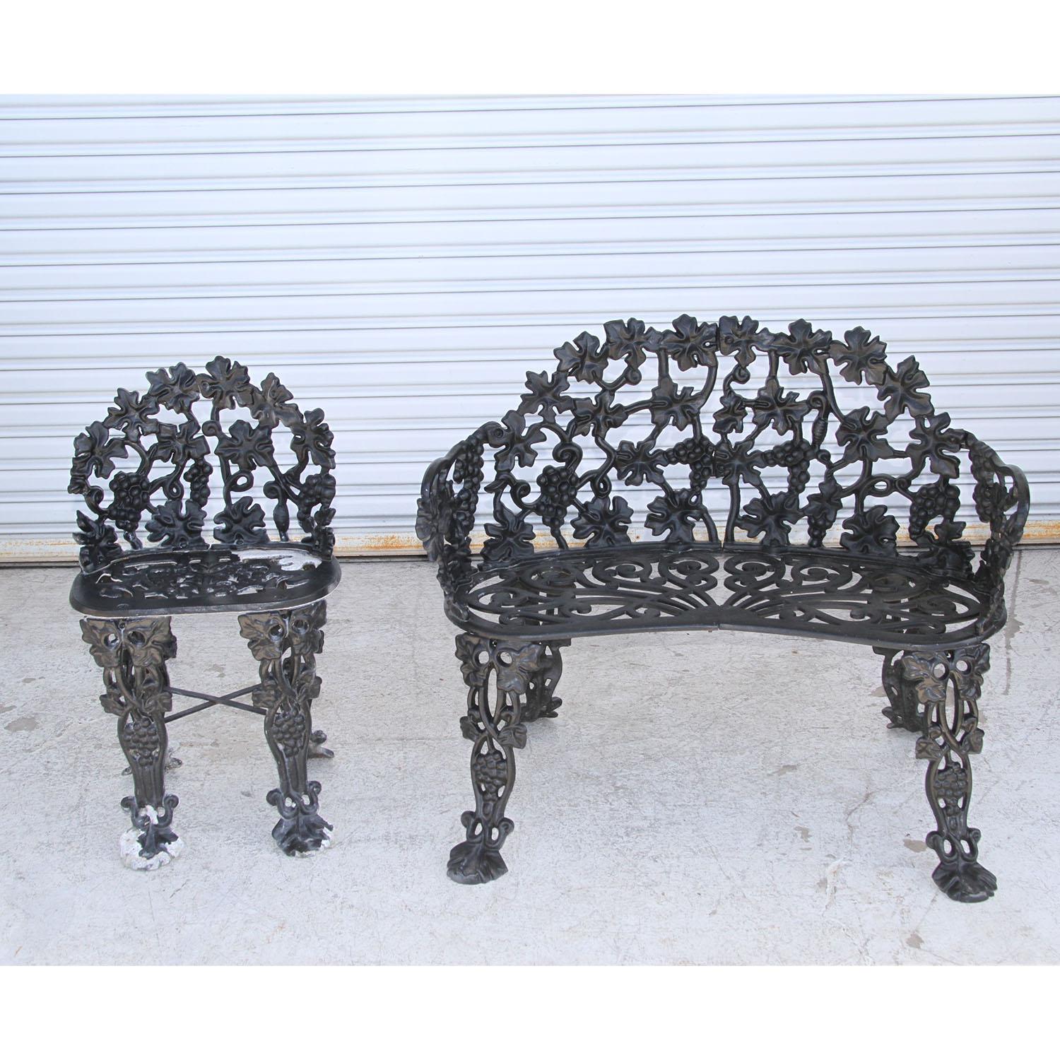 Sofá y silla vintage de hierro fundido para jardín en Bueno estado para la venta en Pasadena, TX