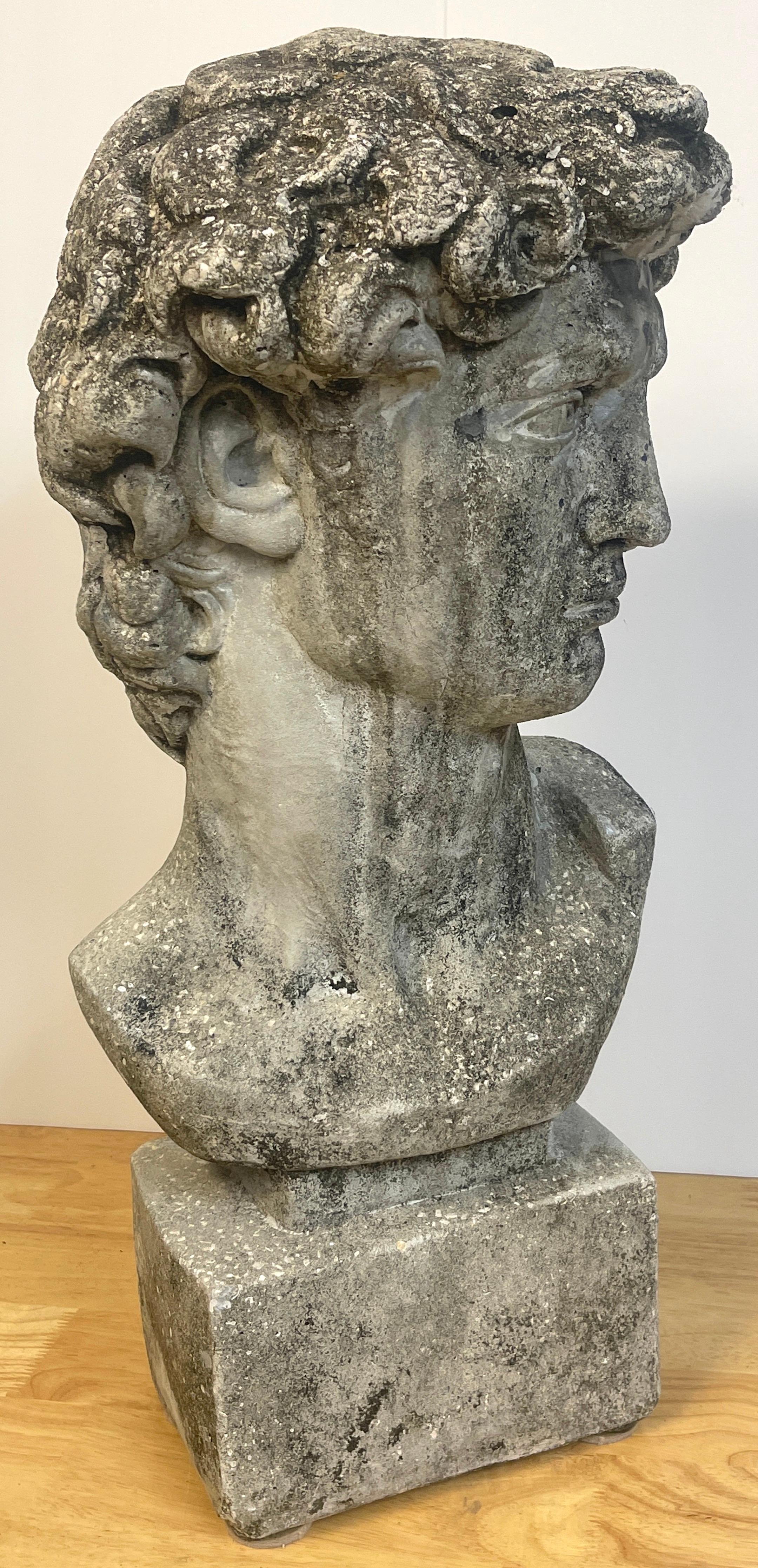 Vintage Garden Cast Stone Bust of Michelangelo's David
Of good size raised on an attached 8