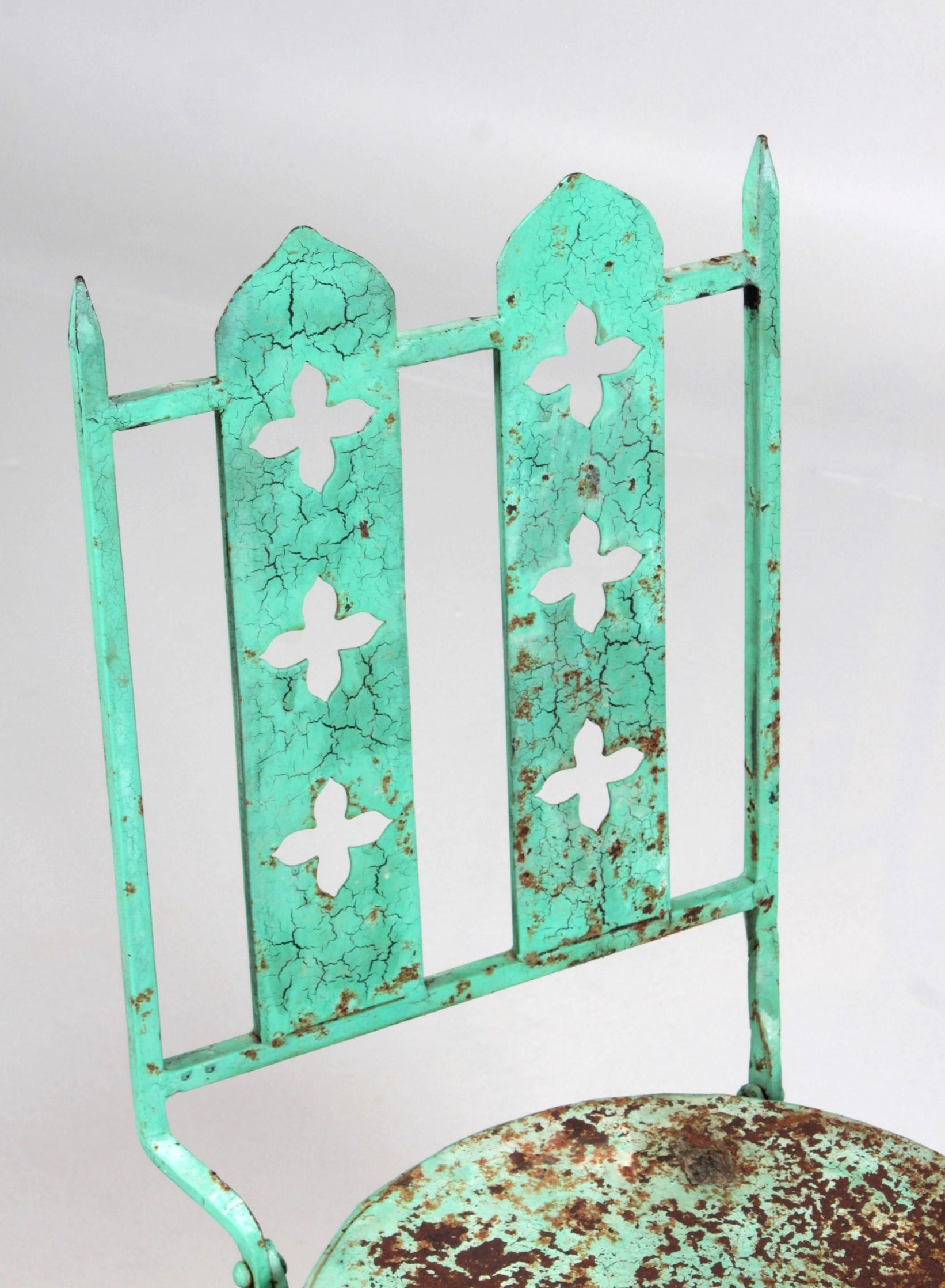 Painted Vintage Garden Chair in Neo Gothic Style For Sale
