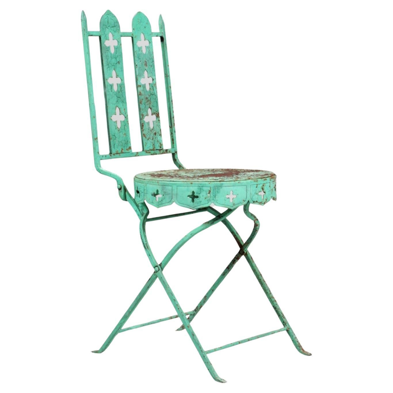 Vintage Garden Chair in Neo Gothic Style For Sale