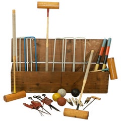 Vintage Croquet Set in Boxwood c. 1900, The Wimbledon by F.H Ayres.