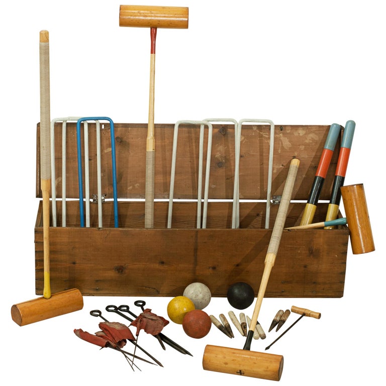 Vintage Croquet Set in Boxwood c. 1900, The Wimbledon by F.H Ayres. at