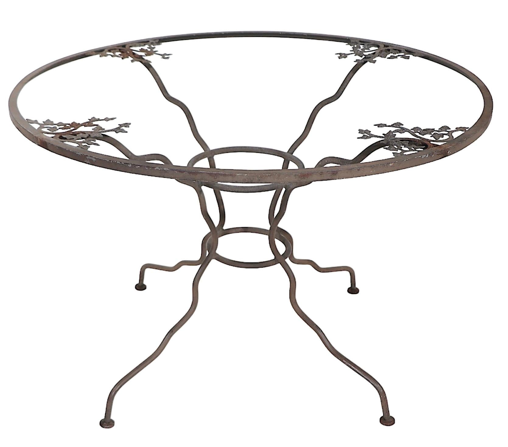 Vintage Garden Dining Table with Original Glass Top possibly by Woodard For Sale 3