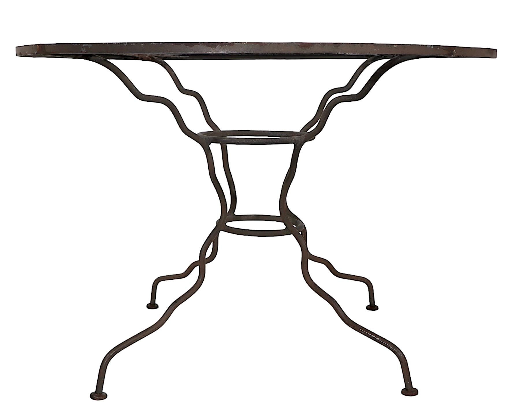 Vintage Garden Dining Table with Original Glass Top possibly by Woodard For Sale 5