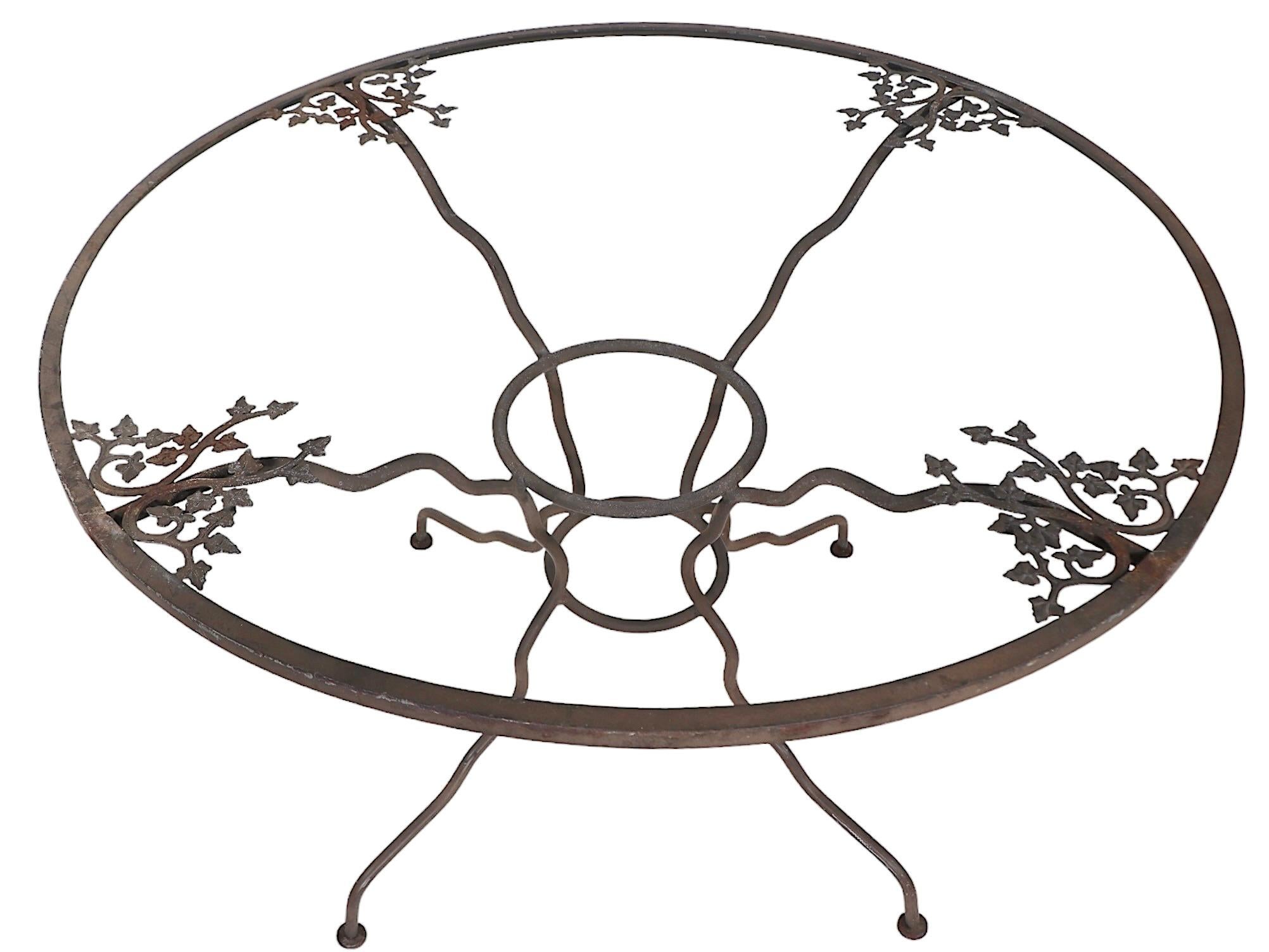 Vintage Garden Dining Table with Original Glass Top possibly by Woodard For Sale 8