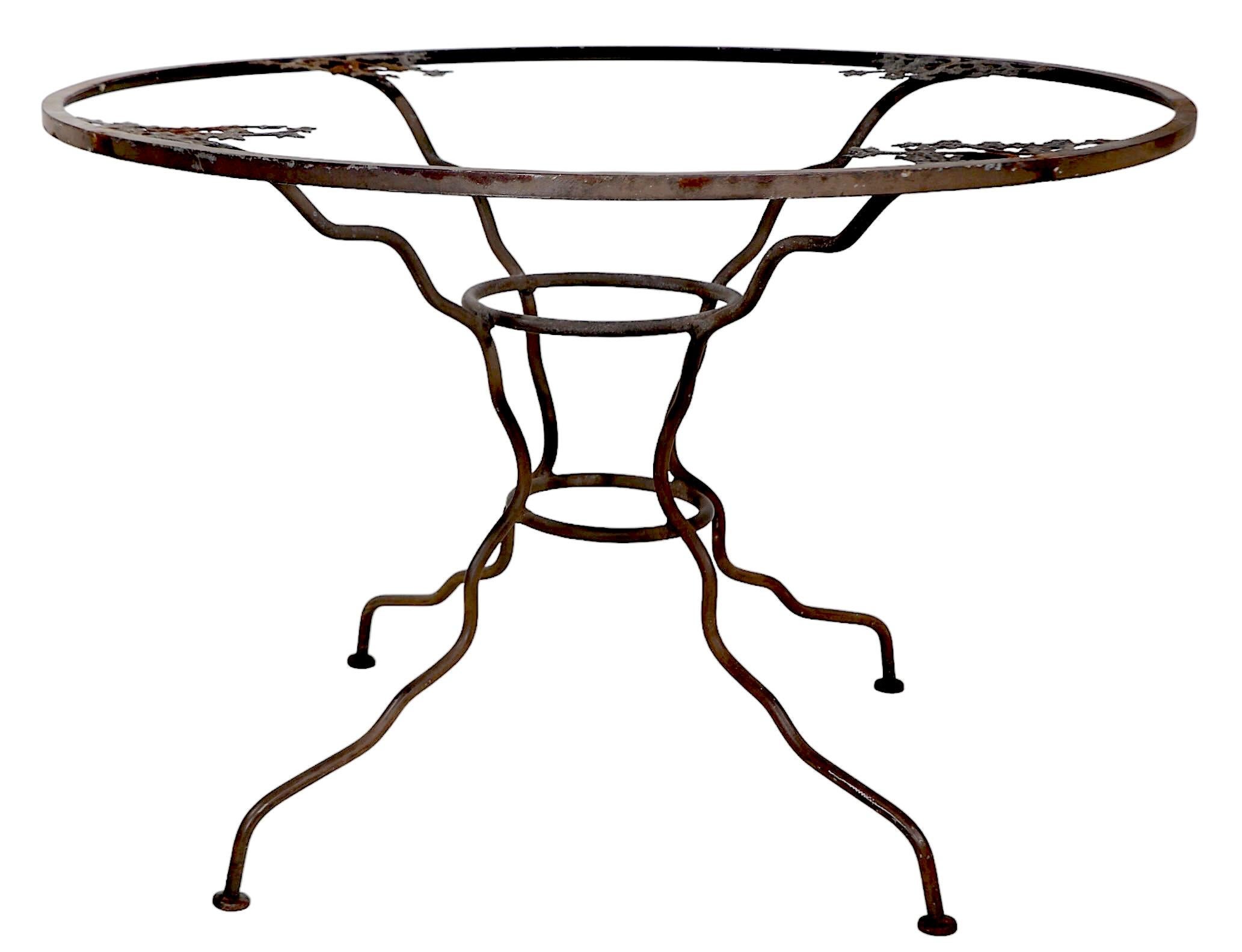 Vintage Garden Dining Table with Original Glass Top possibly by Woodard For Sale 9
