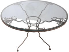 Vintage Garden Dining Table with Original Glass Top possibly by Woodard