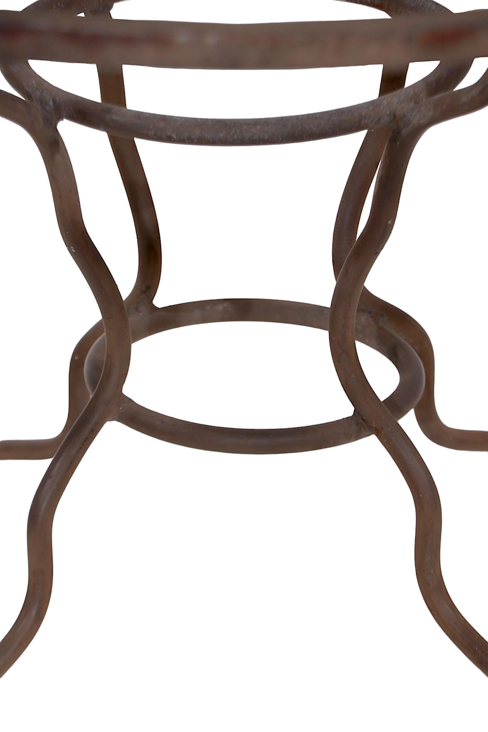 Metal Vintage Garden Dining Table with Original Glass Top possibly by Woodard For Sale