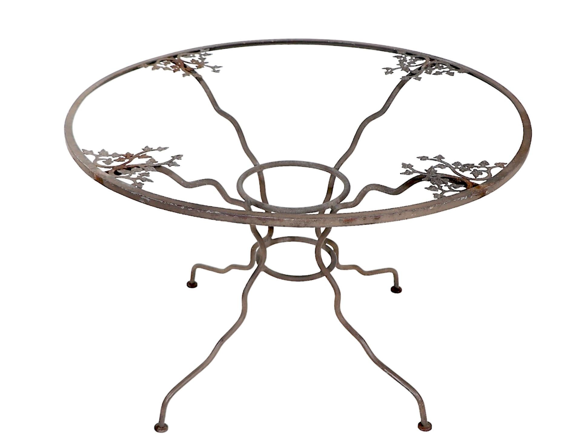 Vintage Garden Dining Table with Original Glass Top possibly by Woodard For Sale 2