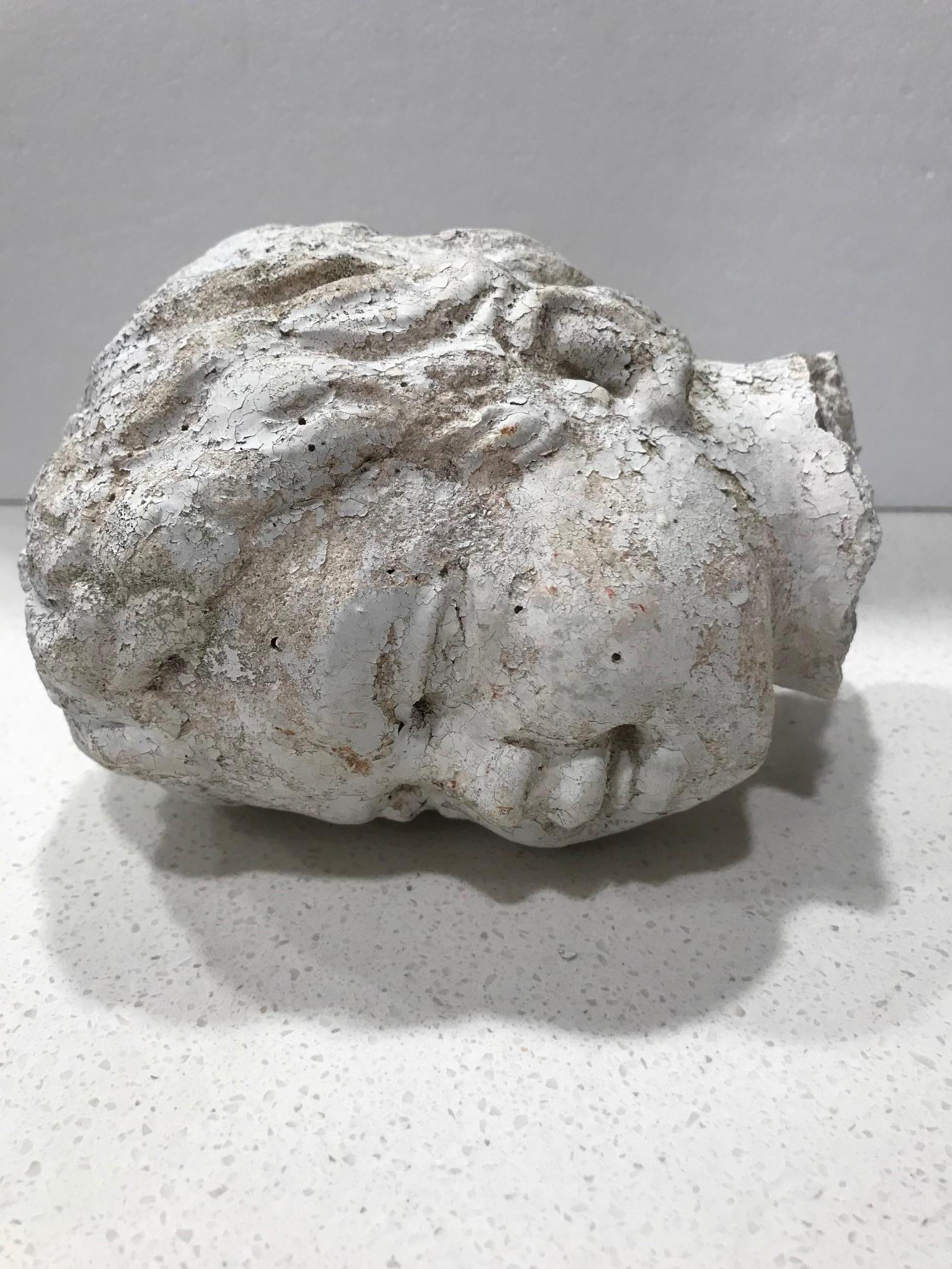 Late 20th Century Vintage Garden Statue Fragment of Boy in Cast Stone, France, circa 1990s