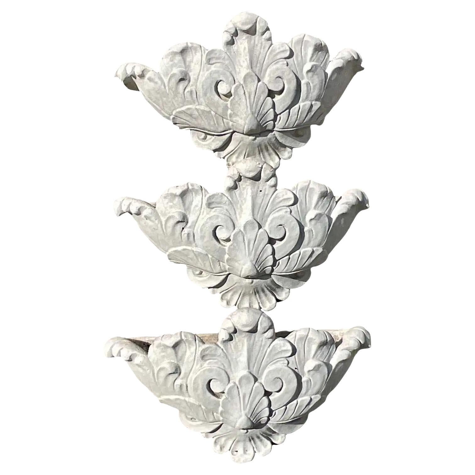 Vintage Garden Stone Wall Planters - Set of 3 For Sale