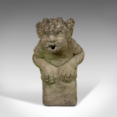 Vintage Gargoyle, English, Reconstituted Stone, Outdoor Ornament, Water Feature