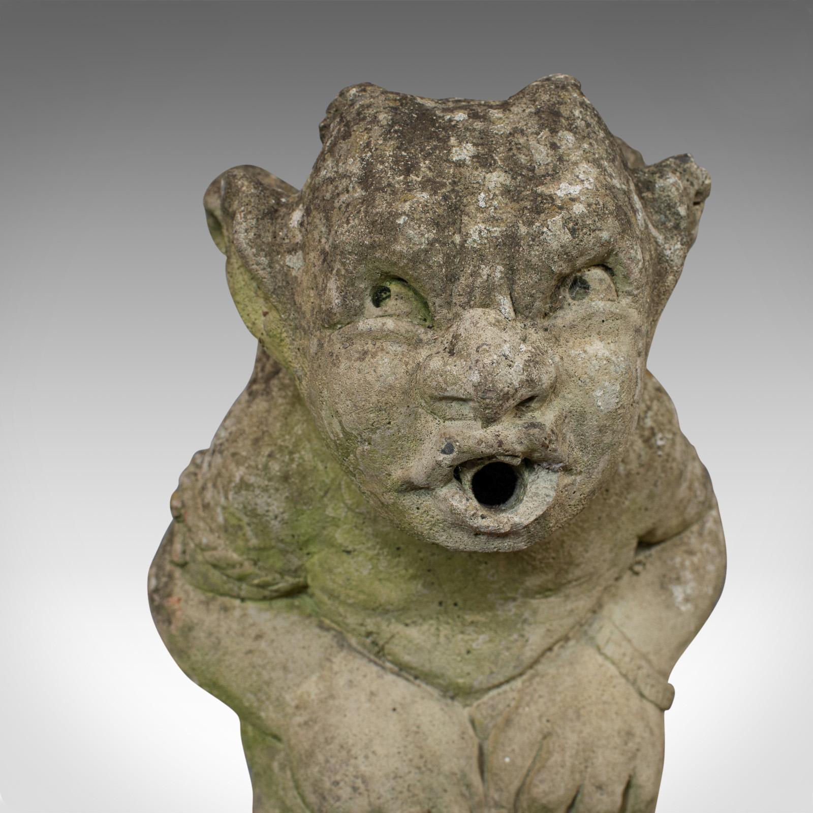 Vintage Gargoyle, English, Reconstituted Stone, Outdoor Ornament, Water Feature 3