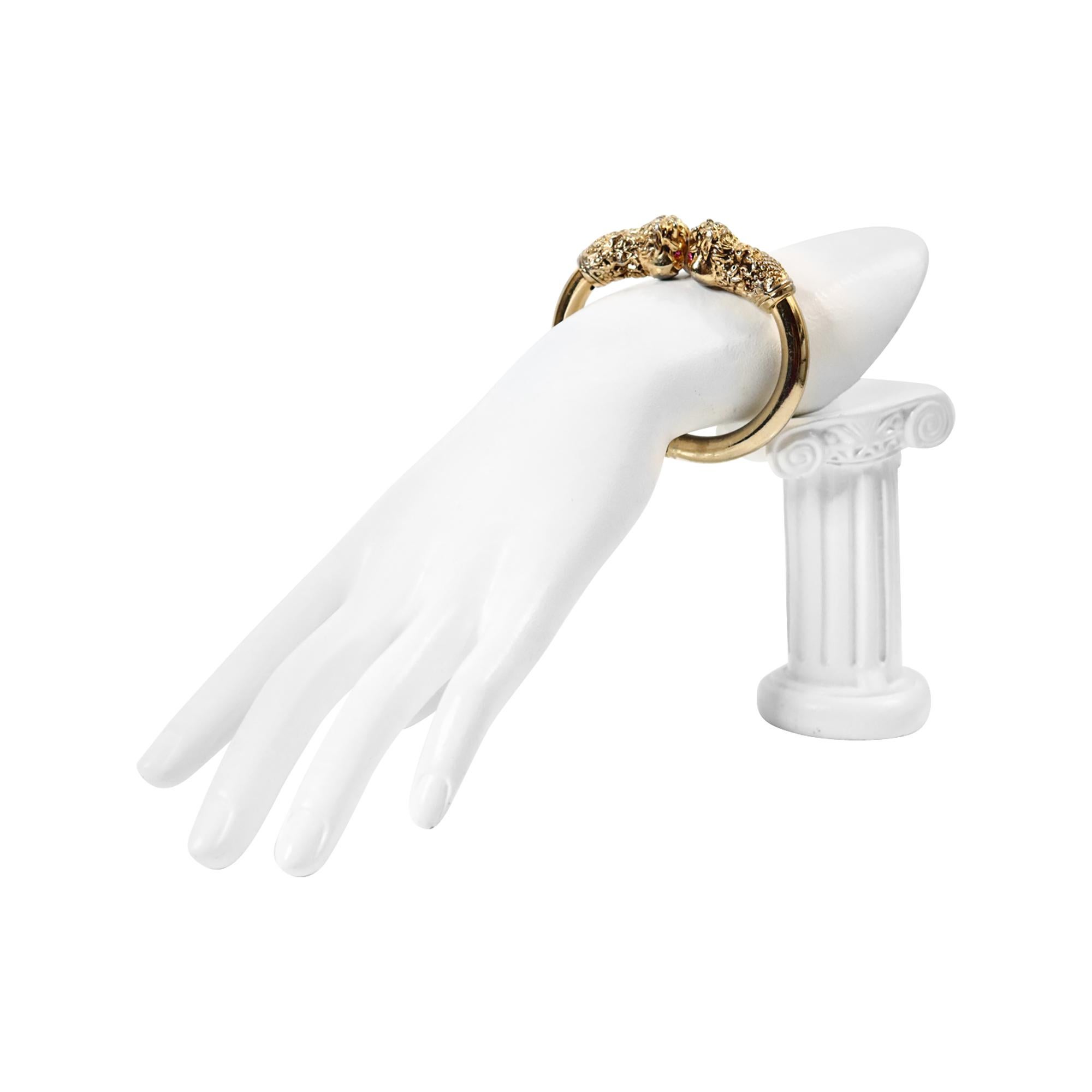 Bracelet Vintage Gargoyle en or et diamants roses, Circa 1980 en vente 2