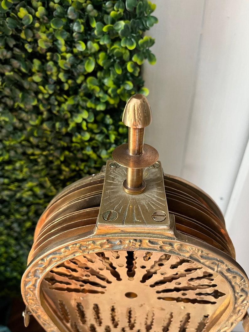 Vintage Gargoyle Griffin Brass Peacock Fireplace Folding Fan Screen 1
