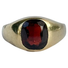 Vintage Garnet and 18 Carat Gold Signet Ring