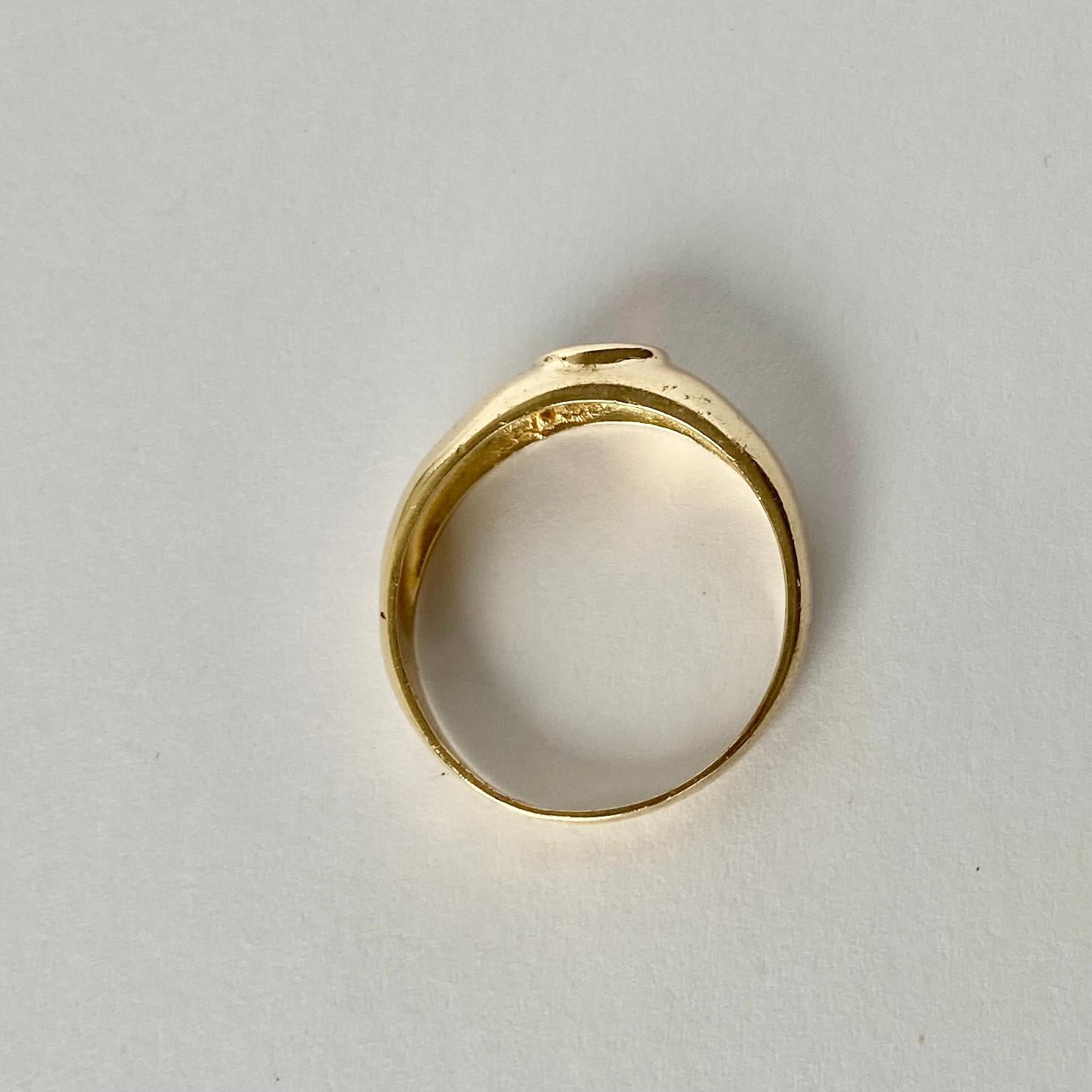 Bandring aus Granat und 9 Karat Gold (Ovalschliff)