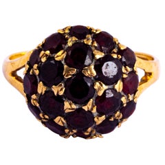Vintage Garnet and 9 Carat Gold Bombe Ring