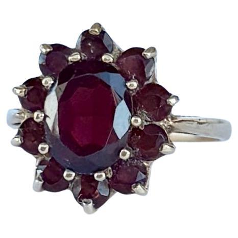 Vintage Garnet and 9 Carat Gold Cluster Ring