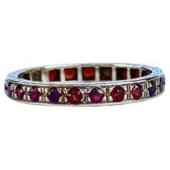 Vintage Garnet and 9 Carat Gold Eternity Band