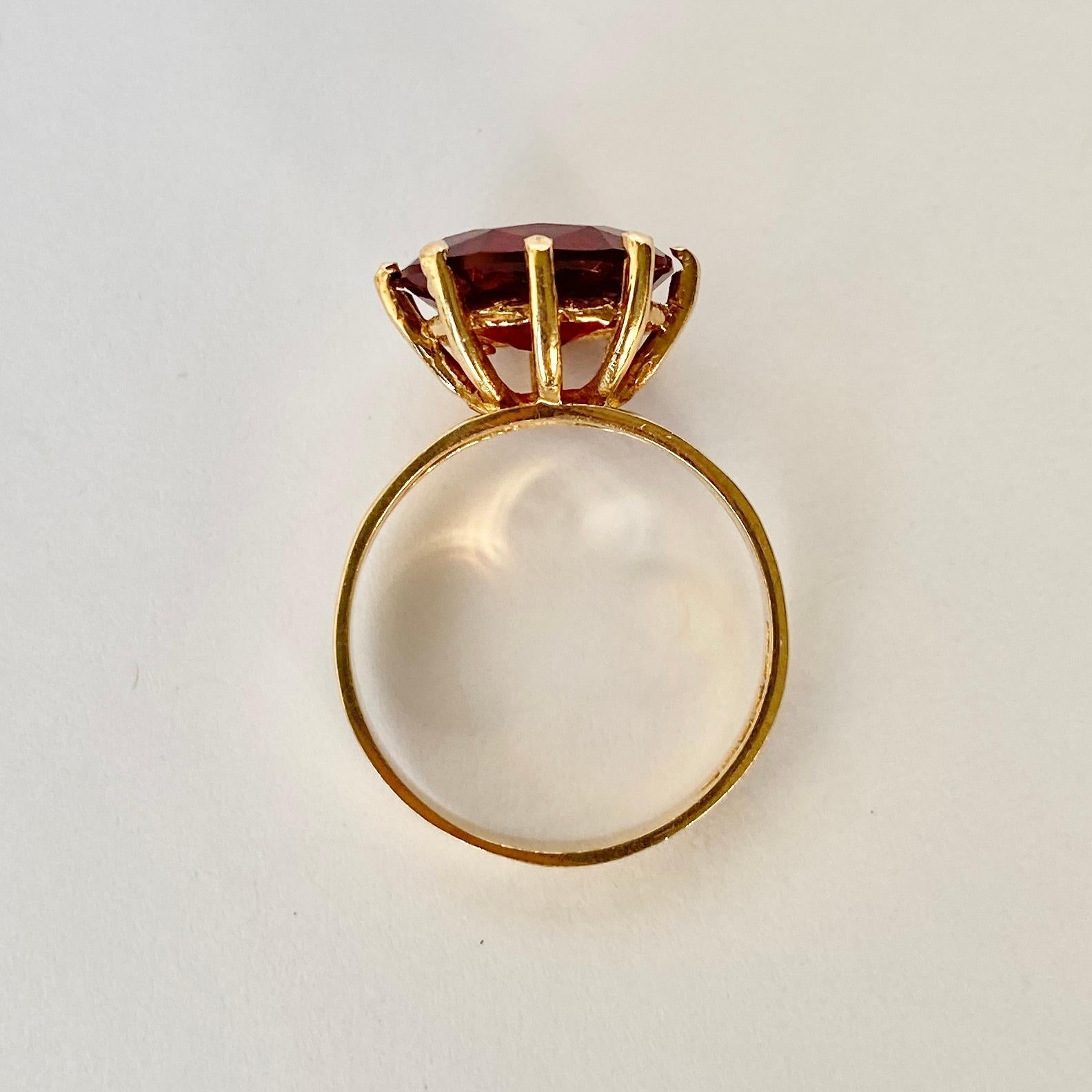 Modern Vintage Garnet and 9 Carat Gold Ring