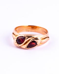 Vintage Garnet and 9 Carat Gold Serpent Ring
