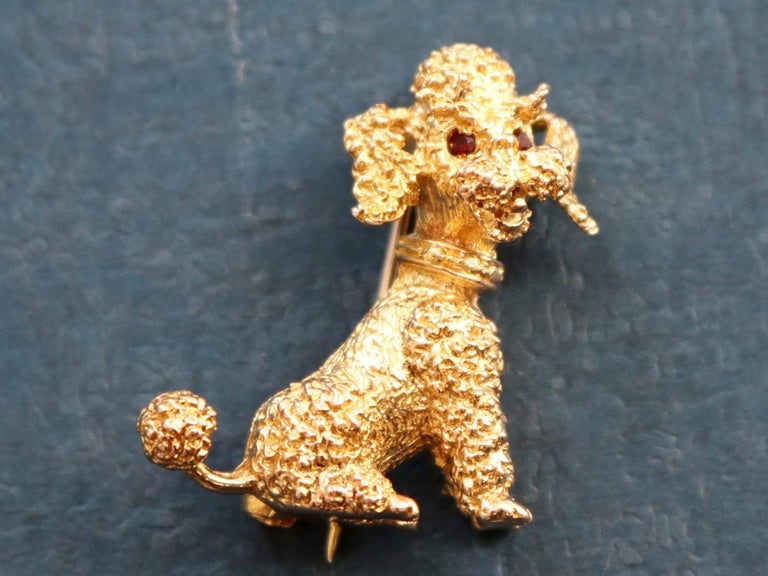 Broche Ancienne Caniche Chien Noir - Bijou Vintage