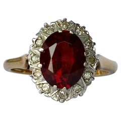 Vintage Garnet and Diamond 18 Carat Gold Cluster Ring