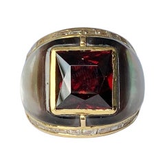 Vintage Garnet and Diamond 18 Carat Gold Cocktail Ring