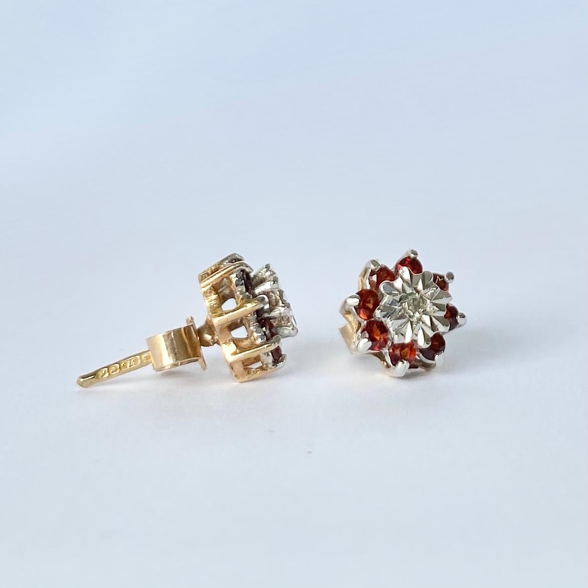 garnet cluster earrings