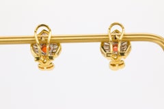 Vintage Garnet and Diamonds in 18k Yellow Gold Earrings