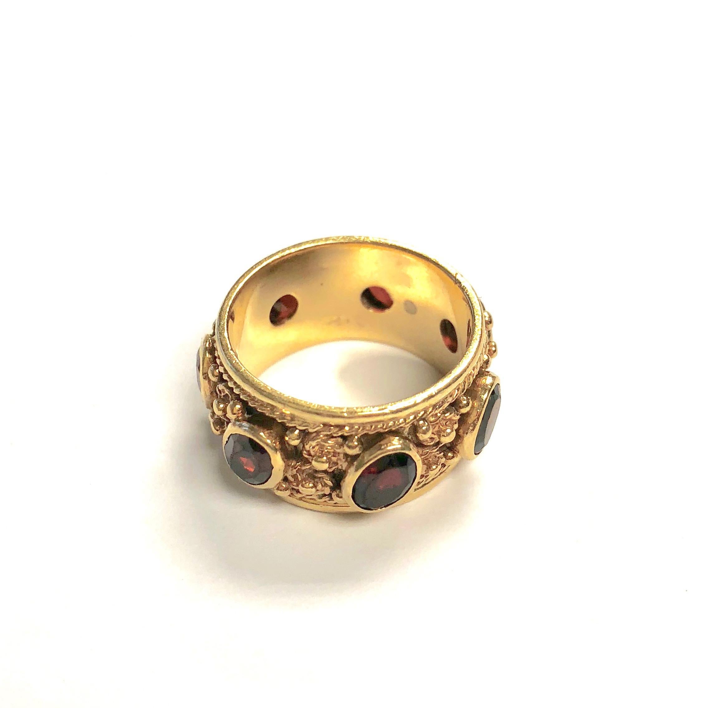 Vintage Garnet and Gold Eternity Band In Good Condition In Agoura Hills, CA