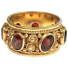 Vintage Garnet and Gold Eternity Band