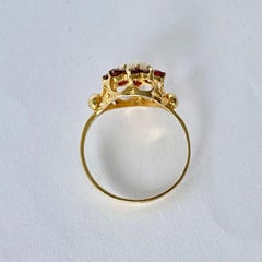 Vintage Garnet and Opal 9 Carat Gold Cluster Ring