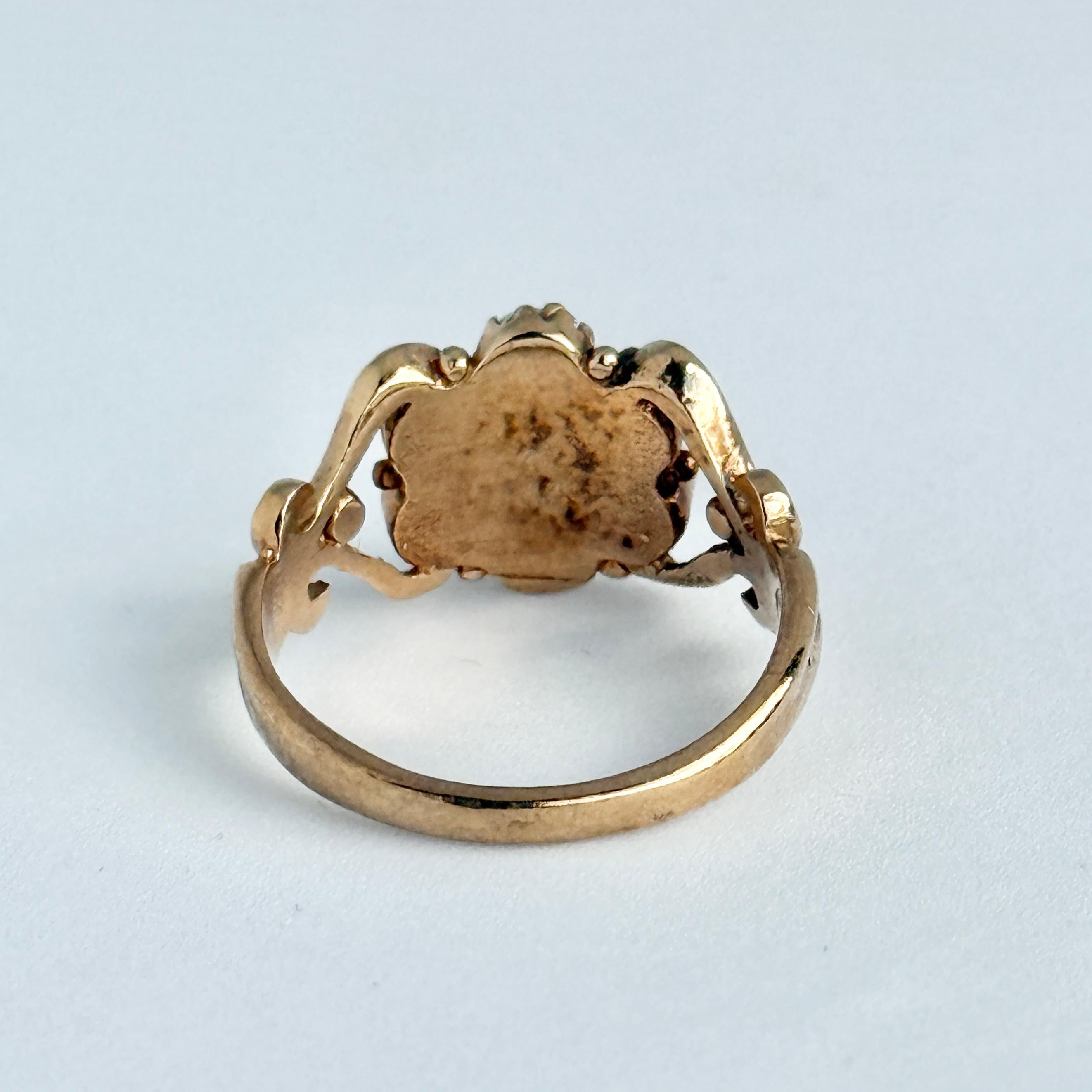 Vintage Granat und Opal 9 Karat Gold Cluster Ring Damen im Angebot