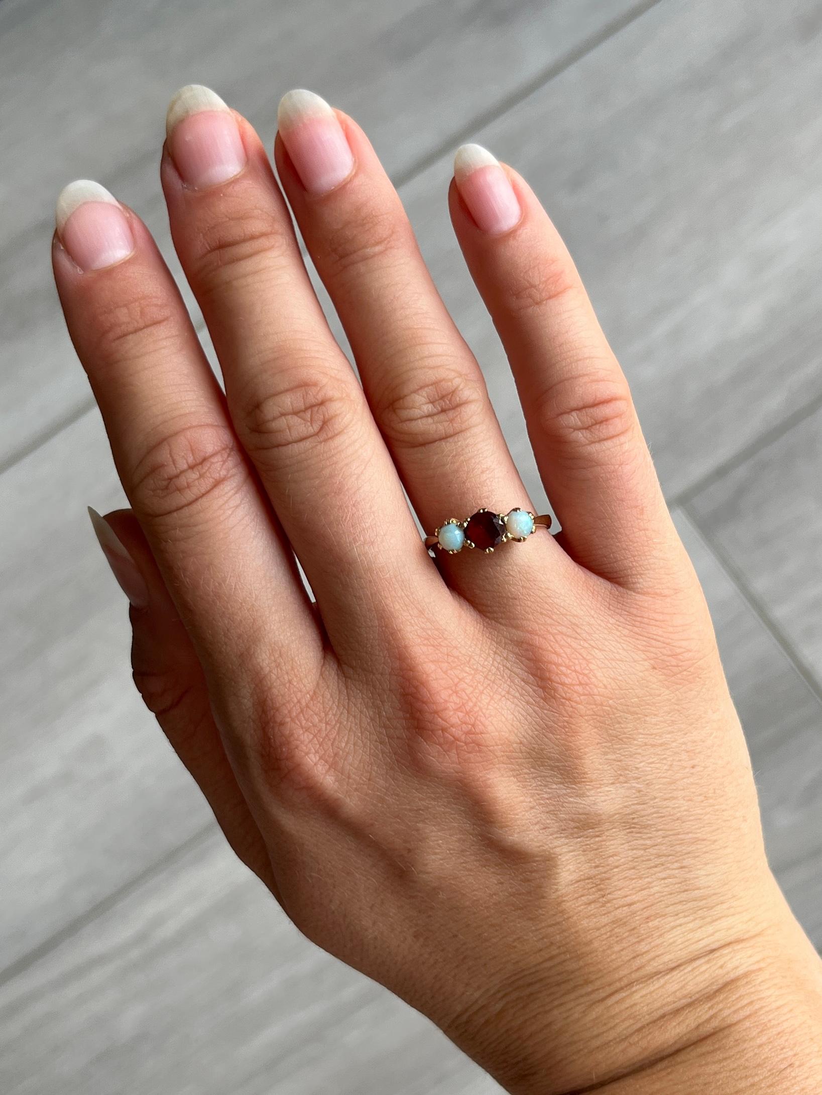 vintage garnet and opal ring