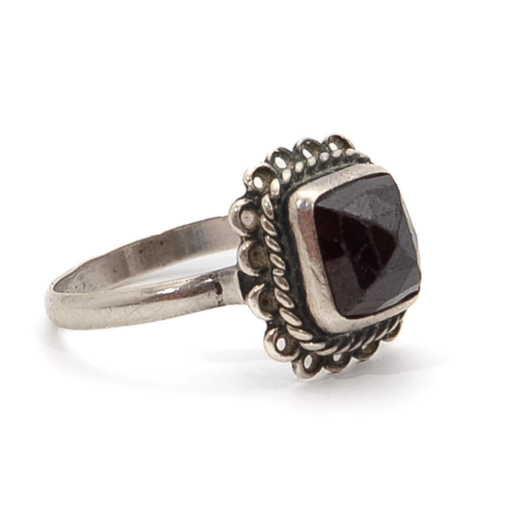 square garnet ring