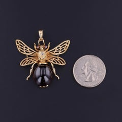 Vintage Garnet Bug Pendant of 14k Gold, Circa 1950s