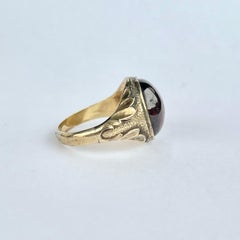 Vintage Garnet Cabochon and 9 Carat Gold Signet Ring