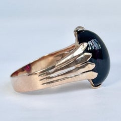 Vintage Garnet Cabochon and 9 Carat Gold Signet Ring