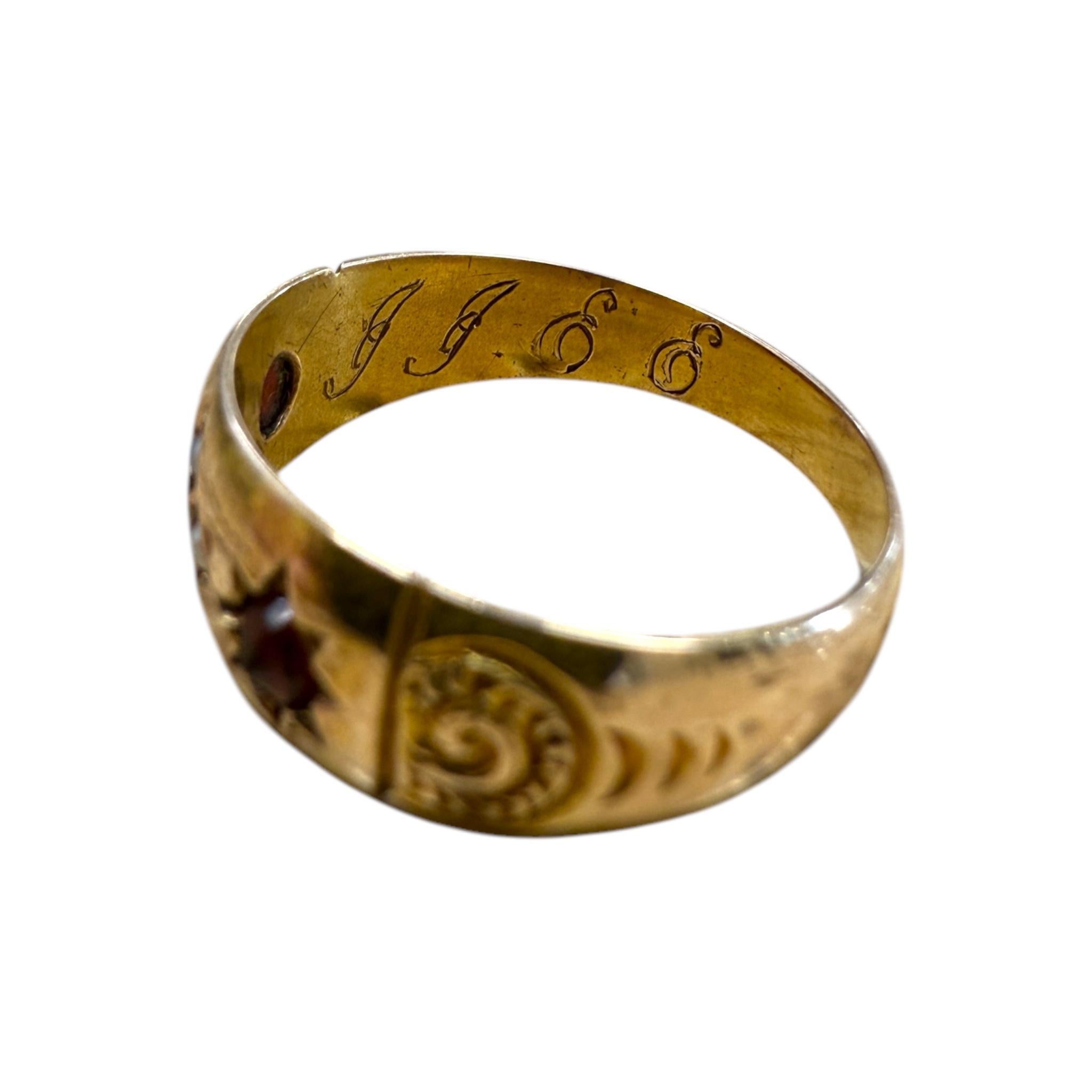 Vintage Garnet & Cigar Band Style Ring 2