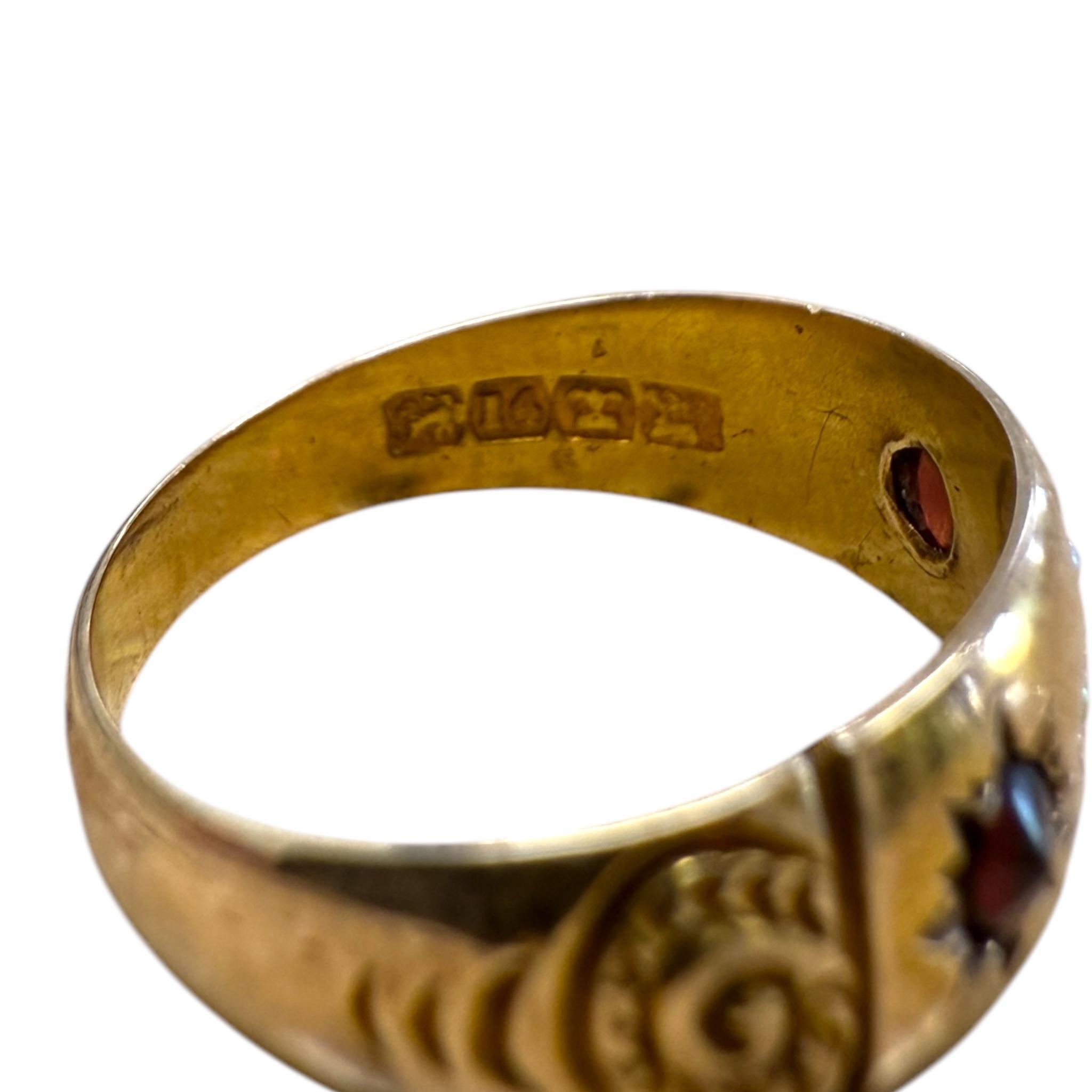 Vintage Garnet & Cigar Band Style Ring 3