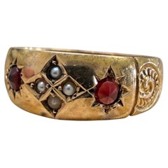 Vintage Garnet & Cigar Band Style Ring