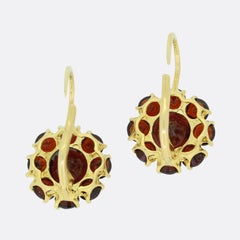 Vintage Garnet Cluster Drop Earrings Earrings